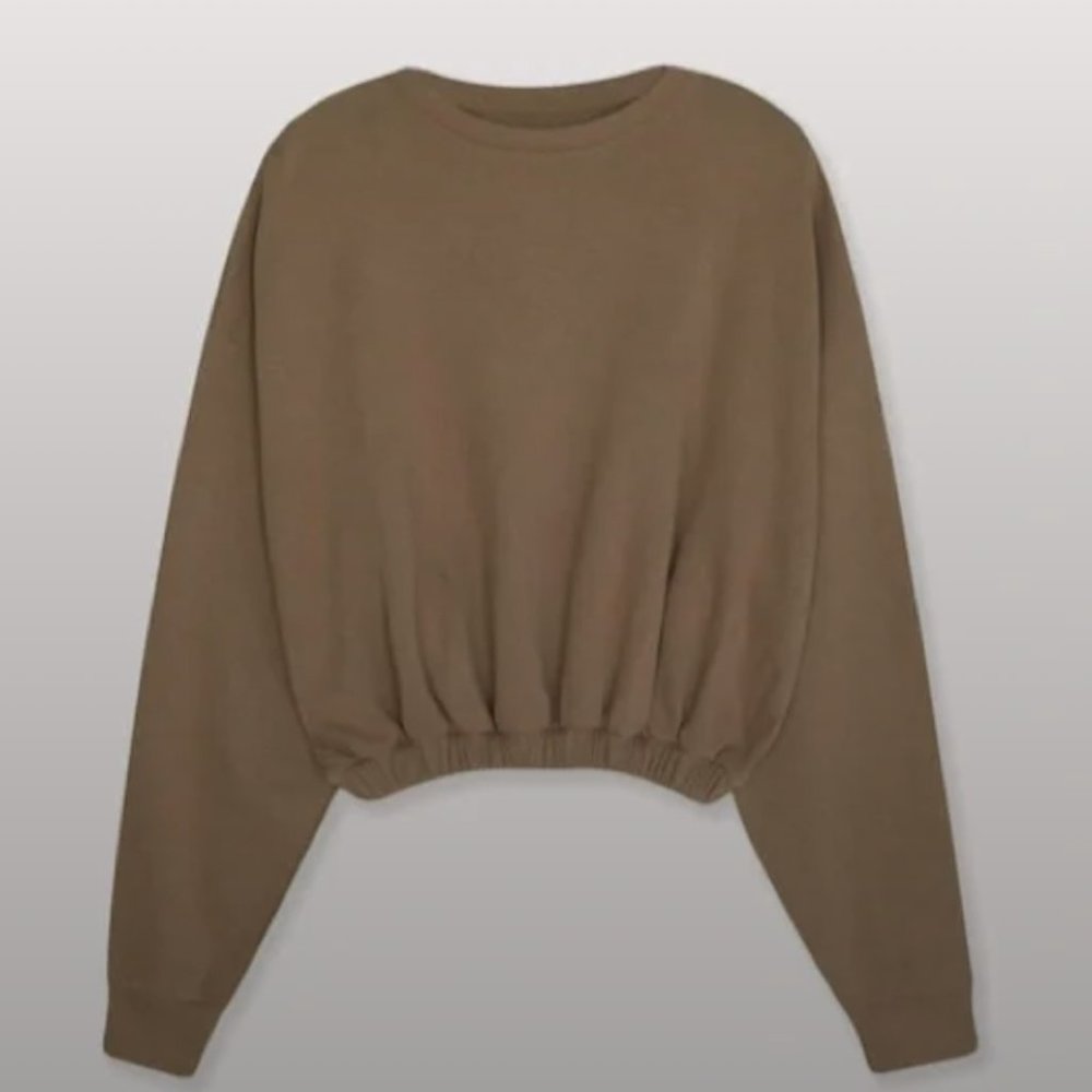 NWOT OAK + FORT Soft Knit Top in Melange Caramel
